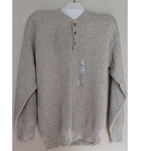 Hill&Archer Men's Crew Neck 3-Button Sweater Size: S Color - Biege/Grey